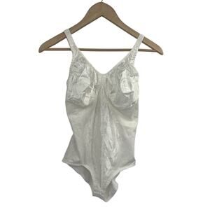 Vintage Lady Manhattan White Teddy Shaper Bodysuit 38D Made In USA